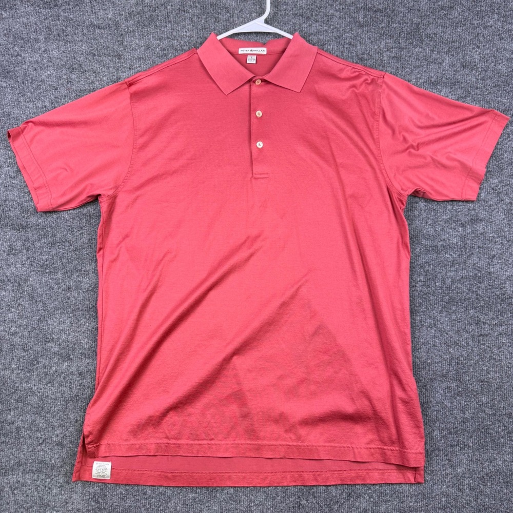 Peter Millar Mens Coral Pink 100% Cotton Short Sleeve Polo Shirt Size Large
